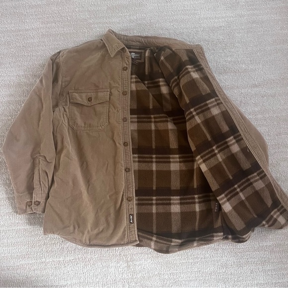 Levis Corduroy Coat Mens L Tan Brown Plaid Fleece Flannel Lined Barn Shacket CS - Picture 3 of 5